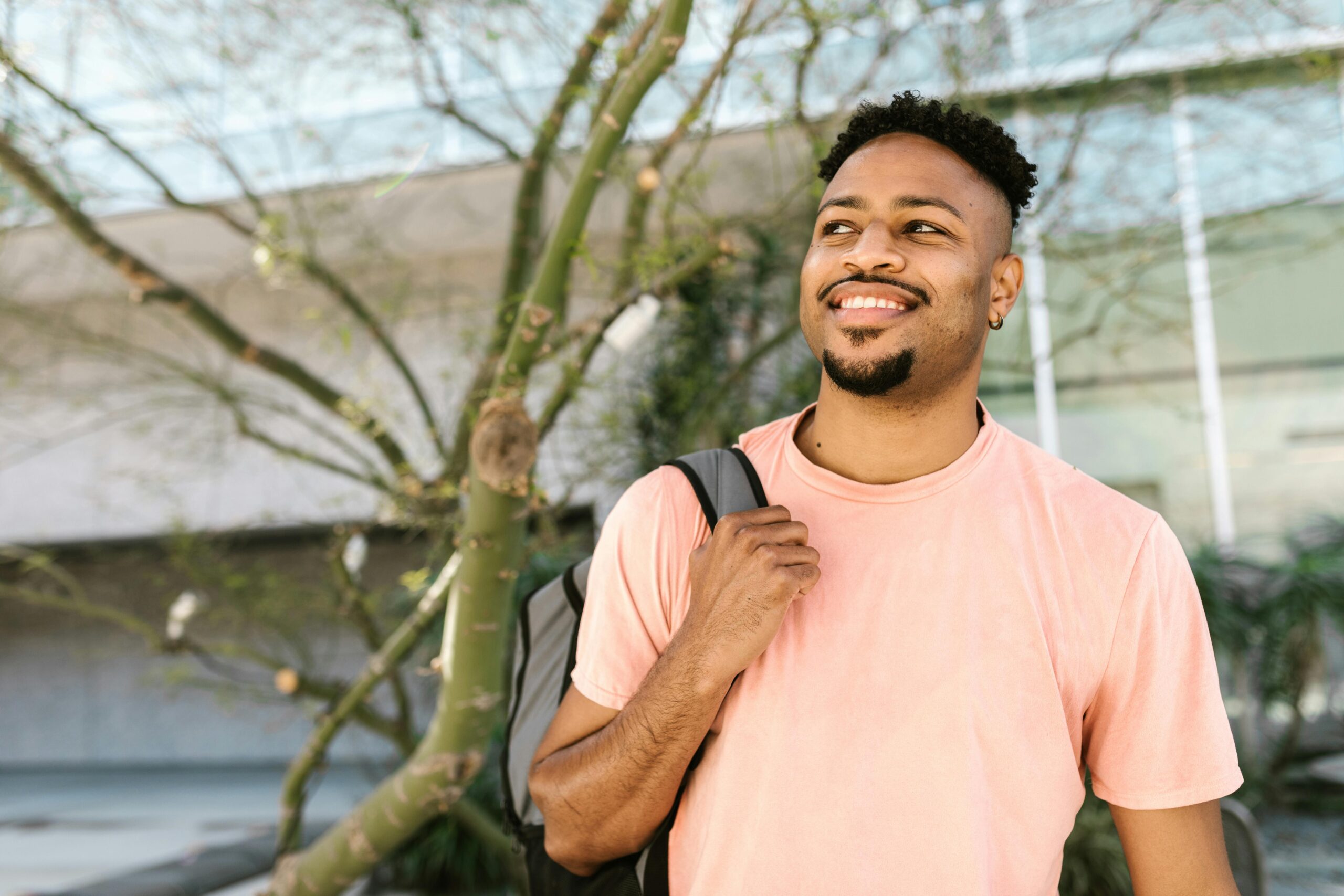 A male Nigerian student Carrying His Backpack