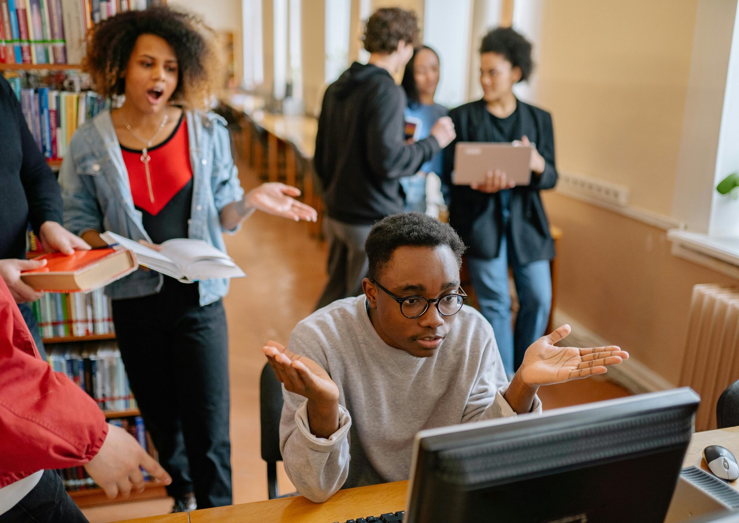 Students inside the Library