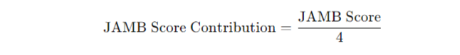 screenshot of the formula for calculating JAMB aggregate score using the 60:40 ratio