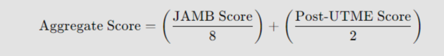 Screenshot of the formula for calculating JAMB aggregate score