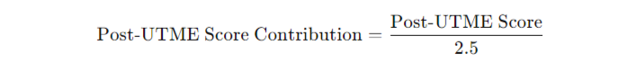 Screenshot of post-UTME score contribution in a 60:40 ratio